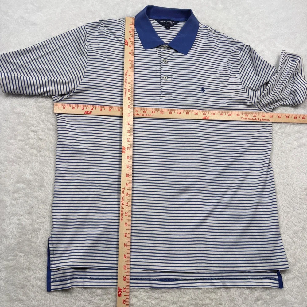 Polo Golf Ralph Lauren Polo Shirt Men XL Blue White Stripe Pima Cotton Short Slv